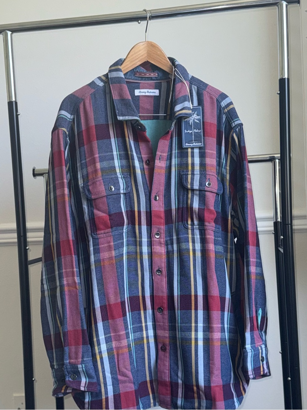 TOMMY BAHAMA Men's Copper Canyon Plaid Shirt Jacket 100% Cotton 2XLB NWT - Picture 5 of 10